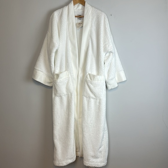 NEW Keiki Co. Luxury Long Spa Robe SM White Plush Kimono Style Bathrobe USA Made - Picture 6 of 16